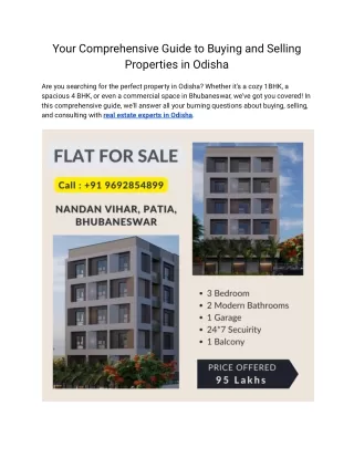 Your Comprehensive Guide to Buying and Selling Properties in Odisha