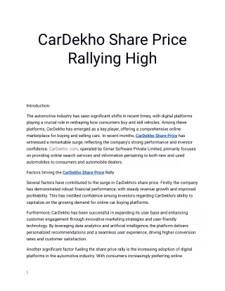 CarDekho Share Price Surges Aggresively