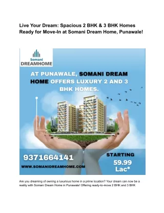 Live Your Dream_ Spacious 2 BHK & 3 BHK Homes Ready for Move-In at Somani Dream Home, Punawale (1)