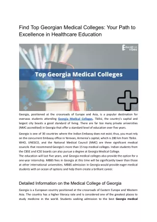 Find Top Georgian Medical Colleges_ Your Path to Excellence in Healthcare Education