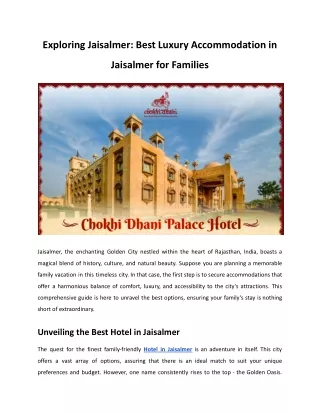 Exploring Jaisalmer - Best Accommodations for Families.docx