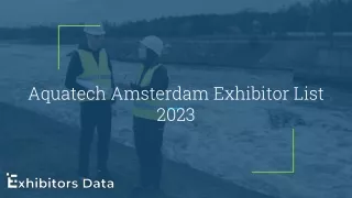 Aquatech Amsterdam Exhibitor List 2023