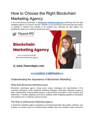 How to Choose the Right Blockchain Marketing Agency