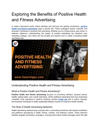 Exploring the Benefits of Positive Health and Fitness Advertising