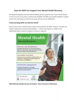 How the NDIS Can Support Your Mental Health Recovery