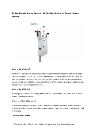 Air Quality Monitoring System  Air Quality Monitoring Device