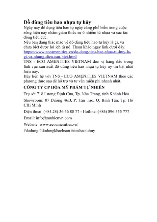 Đồ dùng tiêu hao nhựa tự hủy