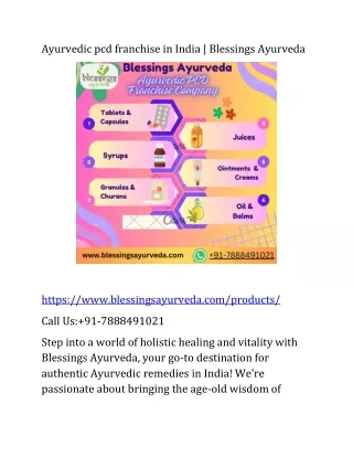 Ayurvedic pcd franchise in India | Blessings Ayurveda