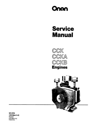 Cummins Onan CCKB Engine Service Repair Manual