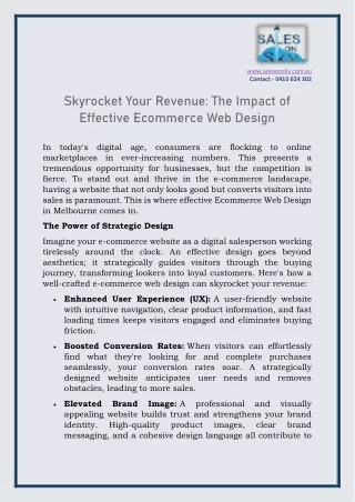 Skyrocket Your Revenue- The Impact of Effective Ecommerce Web Design