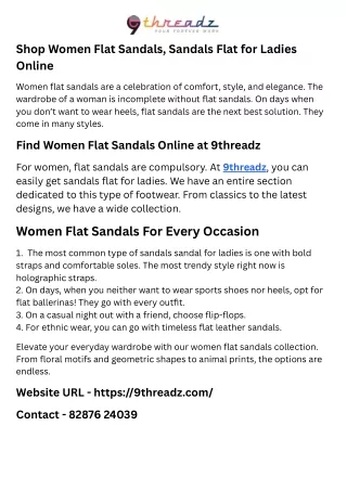 Shop Women Flat Sandals, Sandals Flat for Ladies Online