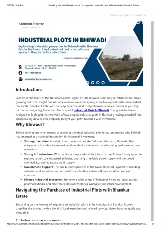 Unlocking Industrial Development Your guide to industrial plots in Bhiwadi with Shankar Estate