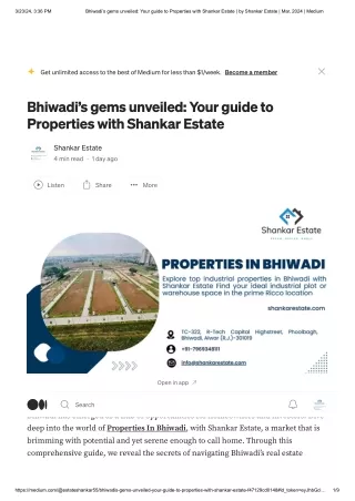 Bhiwadi's gems unveiled Your guide to properties with Shankar Estate