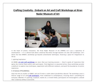 Crafting Creativity - Embark on Art and Craft Workshops at Kiran Nadar Museum of