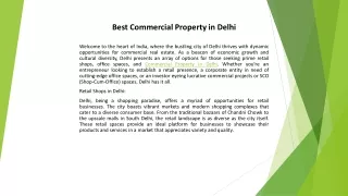 Best Commercial Property in Delhi