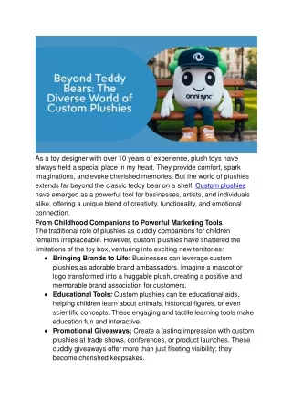 Beyond Teddy Bears_ The Diverse World of Custom Plushies