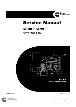 Cummins Onan DGHD Detector Control Generator Set Service Repair Manual