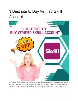 3 Best site to Buy Verified Skrill Account