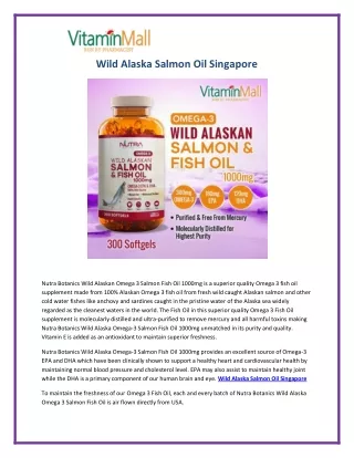 Wild Alaska Salmon Oil Singapore