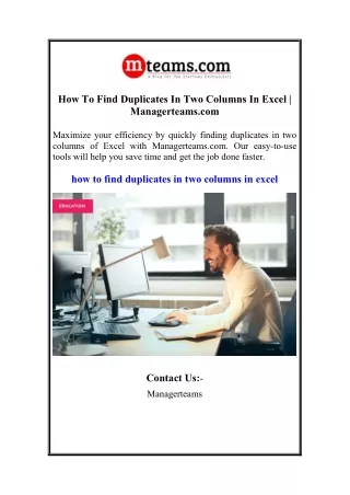 How To Find Duplicates In Two Columns In Excel  Managerteams.com