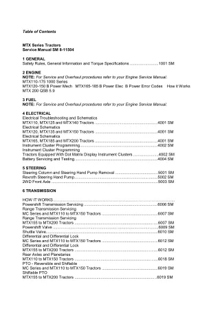 McCormick MTX135 Tractor Service Repair Manual