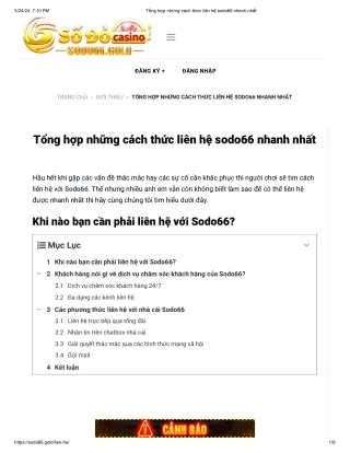 Tổng hợp những cách thức liên hệ sodo66 nhanh nhất