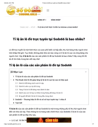 Tỉ lệ ăn lô đề trực tuyến tại Sodo66 là bao nhiêu?