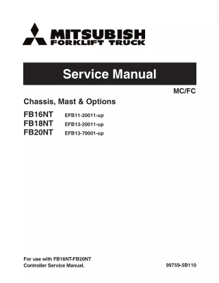 Mitsubishi FB18NT Forklift Trucks Service Repair Manual SN EFB13-20011-UP