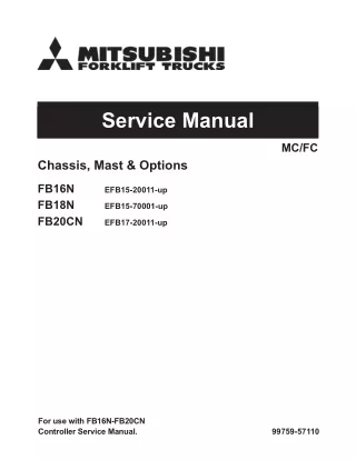 MITSUBISHI FB20CN FORKLIFT TRUCKS Service Repair Manual SNEFB17-20011-UP