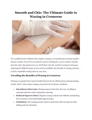 Smooth and Chic The Ultimate Guide to Waxing in Cremorne