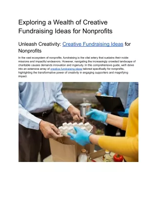 Exploring a Wealth of Creative Fundraising Ideas for Nonprofits