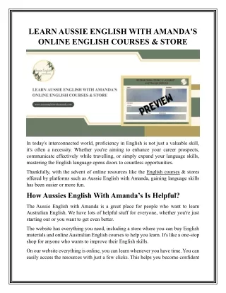 Explore Top-Quality English Courses at Aussie English with Amanda!