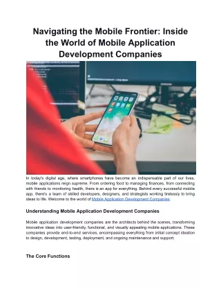 Navigating the Mobile Frontier_ Inside the World of Mobile Application Development Companies