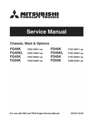 MITSUBISHI FG45K FORKLIFT TRUCKS Service Repair Manual SN：F29C-80001-UP