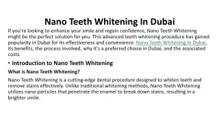 Nano Teeth Whitening In Dubai