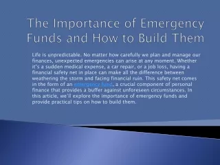 The Importance of Emergency Funds and How to Build Them