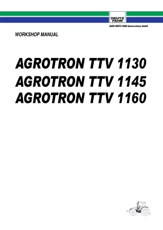 Deutz Fahr AGROTRON TTV 1130 Tractor Service Repair Manual
