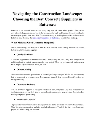 Navigating the Construction Landscape_ Choosing the Best Concrete Suppliers in Battersea