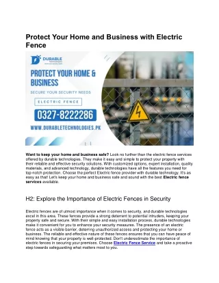 Protect Your Home and Business with Electric Fence