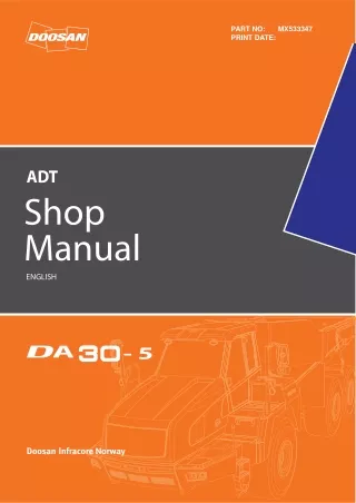 Doosan DA30-5 Articulated Dump Truck Service Repair Manual