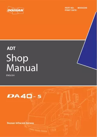 Doosan DA40-5 Articulated Dump Truck Service Repair Manual