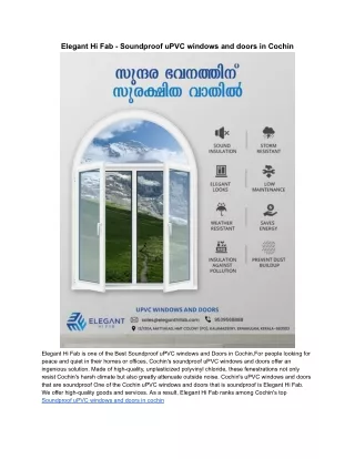 Soundproof uPVC windows and Doors in Cochin