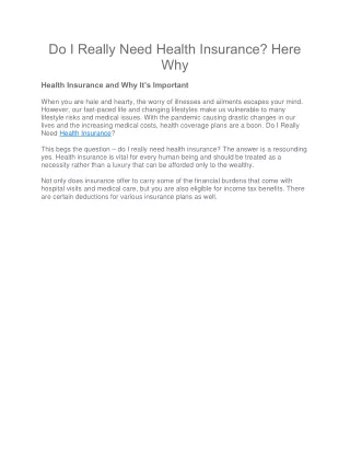 Do I Really Need Health Insurance