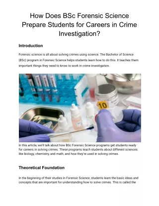 How Does BSc Forensic Science Prepare Students for Careers in Crime Investigation_