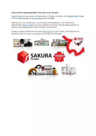 Sakura Filters - Dubai Sharjah Abu Dhabi - UAE | Radiant Filters