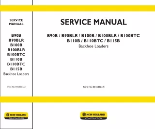 New Holland B100B Backhoe Loader Service Repair Manual