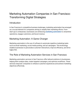 Marketing Automation Companies in San Francisco_ Transforming Digital Strategies