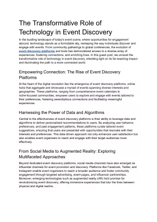 The Transformative Role of Technology in Event Discovery