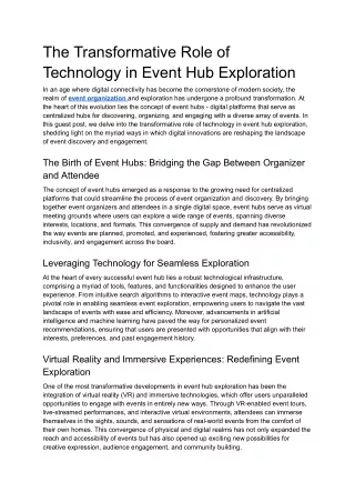 The Transformative Role of Technology in Event Hub Exploration