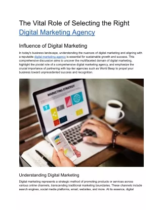 The Vital Role of Selecting the Right Digital Marketing Agency